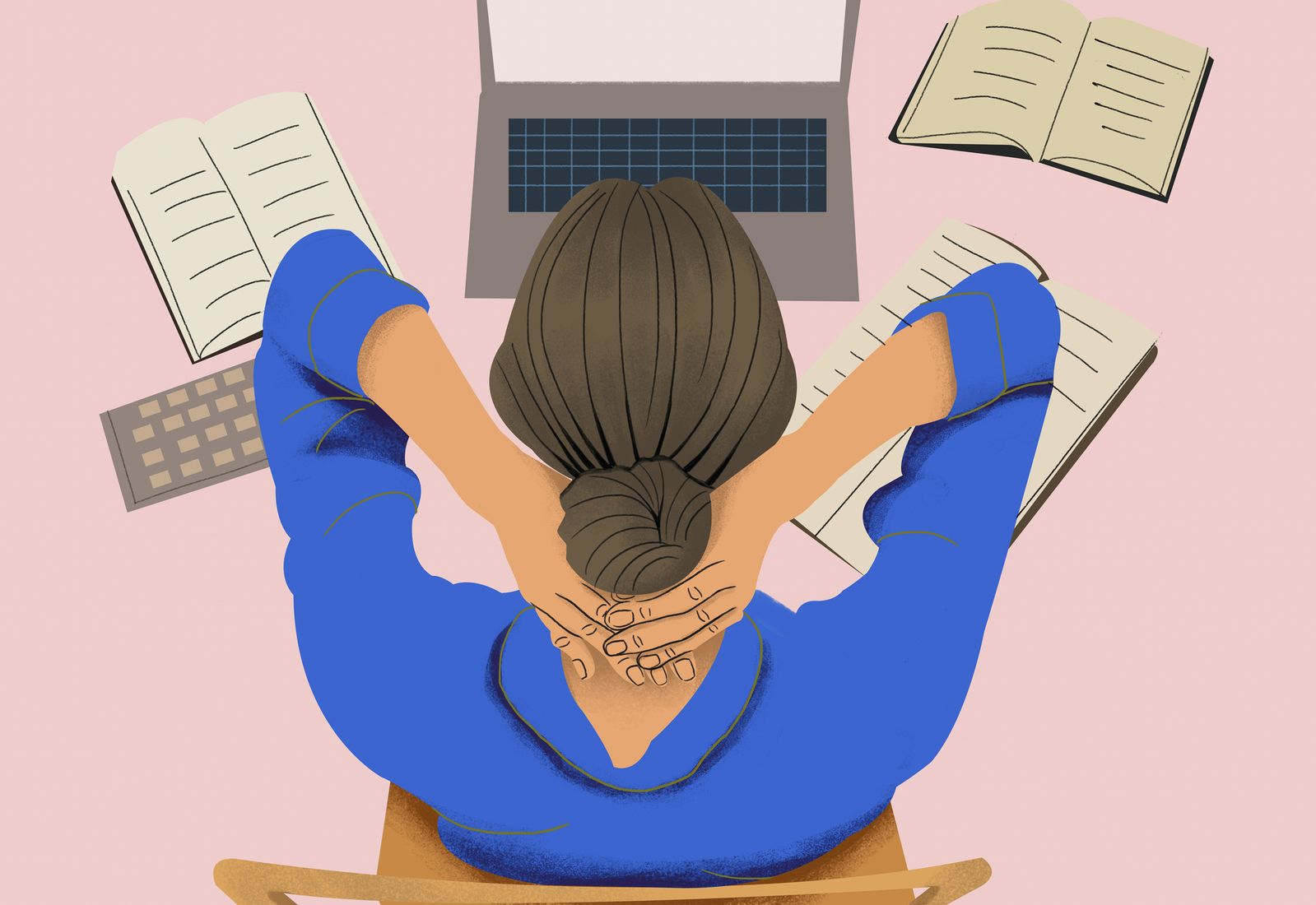 A person working alone from home